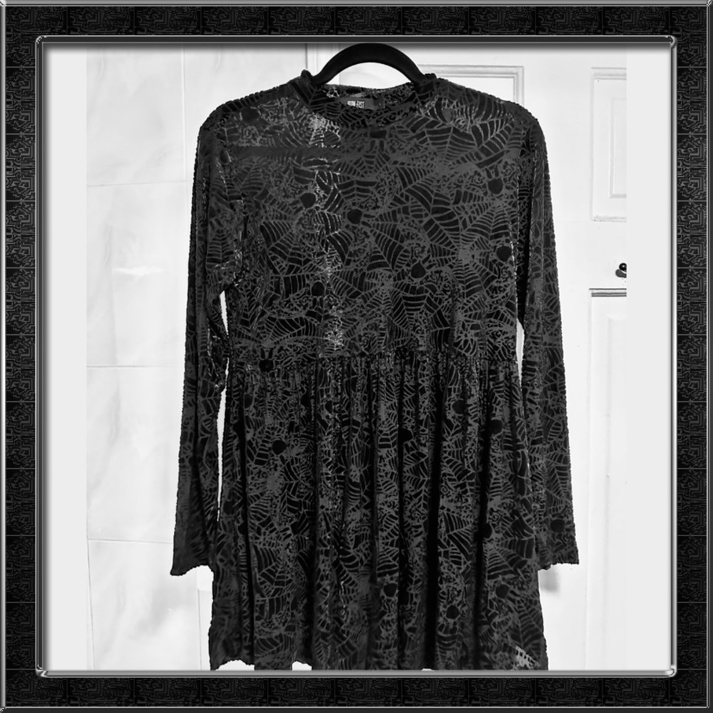 Black Velvet Spiderweb Dress
